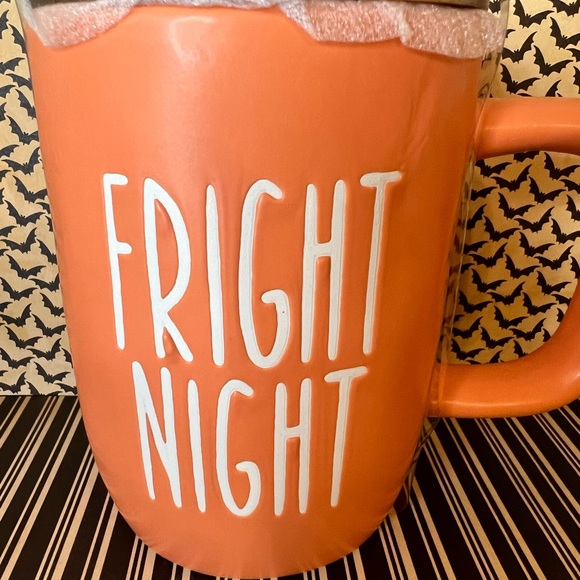 Halloween Matte Orange Fright Night Mug with Wood Spiderweb Lid Coaster - Picture 2 of 6